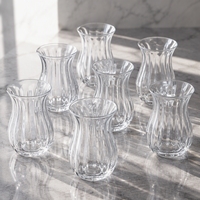 Verre à thé Tulip avec nervures verticales, verre à thé turc à bord évasé, verre transparent traditionnel pour le thé quotidien