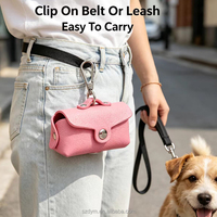Sac de ramassage de déjections canines en cuir PU pour la promenade en extérieur, distributeur de sacs à déjections pour animaux de compagnie, pochette de transport pour déjections pour laisse
