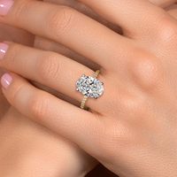 Gem Stone King 1-5 Karat Oval Laboratuvar Üretimi Elmas Nişan Yüzüğü (Kadınlar İçin) |   14 Ayar İki Renkli Altın |   IGI Sertifikalı |   D-E Rengi |   VS1