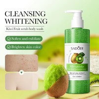 OEM SADOER Marque Privée Luxe Soins de la Peau Parfumé Éclaircissant Kiwi Gel Douche Exfoliant Savon Liquide Bain et Douche