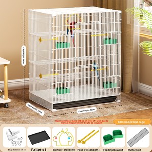 Gabbia per Pappagalli all'Ingrosso dal Produttore, Grande Gabbia Rettangolare in Filo Metallico per Uso Domestico, Design a Gruppo Criptato per Pappagalli e Calopsittidi - Product Image 4