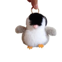 Adorable porte-clés pingouin en vison - 100% vraie fourrure de vison, dense, brillante, pelucheuse, légère, élégante, choix de cadeau de vacances, charmant et portable