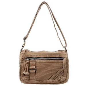 Bolso de hombro de lona vaquera grande con diseño personalizado, bolso cruzado vaquero informal, bolso de moda con cremallera, bolso de compras para mujer - Product Image 5