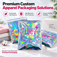 Fabricant OEM & ODM – Sacs holographiques autocollants métallisés pour vêtements, emballage personnalisé avec logo, GRS Sedex
