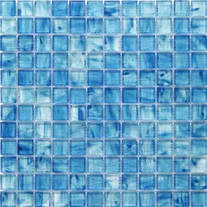 Groothandel schoon schoon mozaïek-Blauw Amber Wandtegel Transparante Shinny Effect Vierkante Vorm Backsplash Zwembad Badkamer Glas Mozaïek H623008