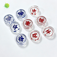 Ensemble de jeu d'échecs chinois Xiangqi en acrylique transparent avec caractères en relief, rouge et bleu, pour collection ou cadeau, OEM disponible
