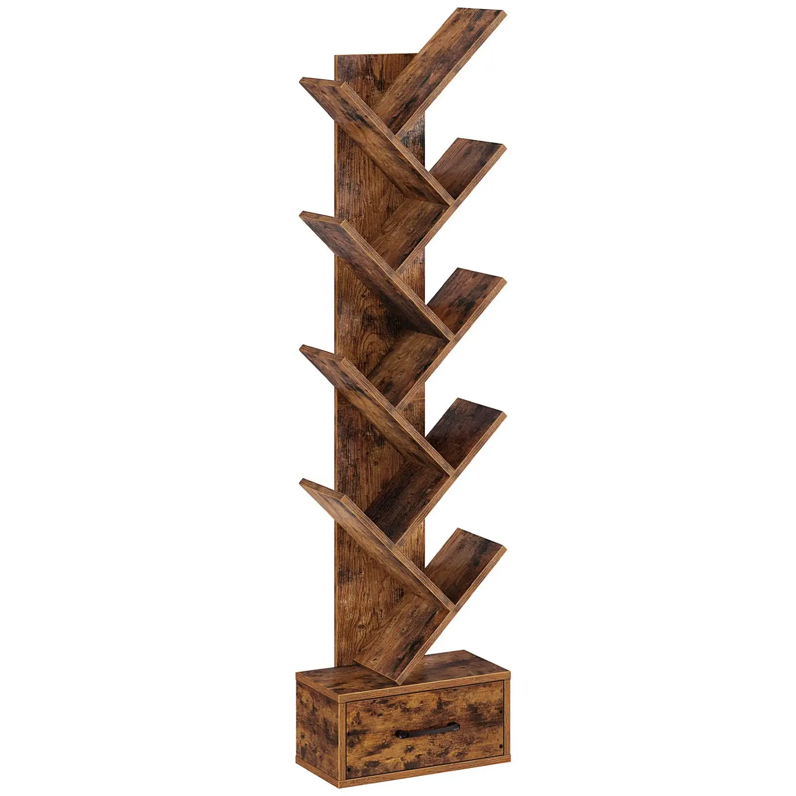 Tree Bookshelf Wooden Bookcase Storage Rack Mini Bookcases Narrow Desktop Organizer Shelves for Bedroom Office