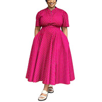 Robe populaire grande taille pour femme, été 2025, à manches courtes, col en V, imprimé pois bohème