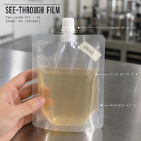 Pochette souple à bec verseur central 50-500 ml, transparente, pour liquides, avec impression de logo personnalisée, anti-fuite, bouchon à vis
