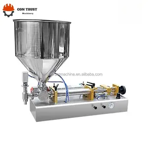Semi automatic liquid soap honey filler shampoo hot sauce curd jam ice cream oil paste filling machine with heater and mixer