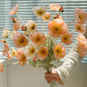 Muyu Chronicles Flor Artificial de Amapola Islandesa, Flor de Seda para Decoración de Bodas y Hogar, Rama Individual con Efecto de Flocado - Product Image 3