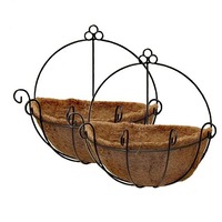 Panier suspendu mural de style européen en fer forgé, panier à fleurs, panier suspendu en forme de palmier de coco, pot de fleurs en forme de noix de coco