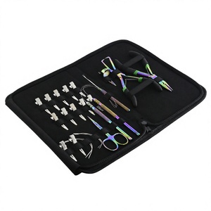 Stainless Steel Finger Hair Extension Tools Kit Loop <b>Hook</b> Extensions <b>Clips</b> Thread Scissor C Shape Needles Microbeads Plier - Product Image 1