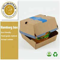 Boîte à hamburger en carton kraft ondulé F-flute, sur mesure, jetable, super épaisse, 300 g/m², pour emballage alimentaire