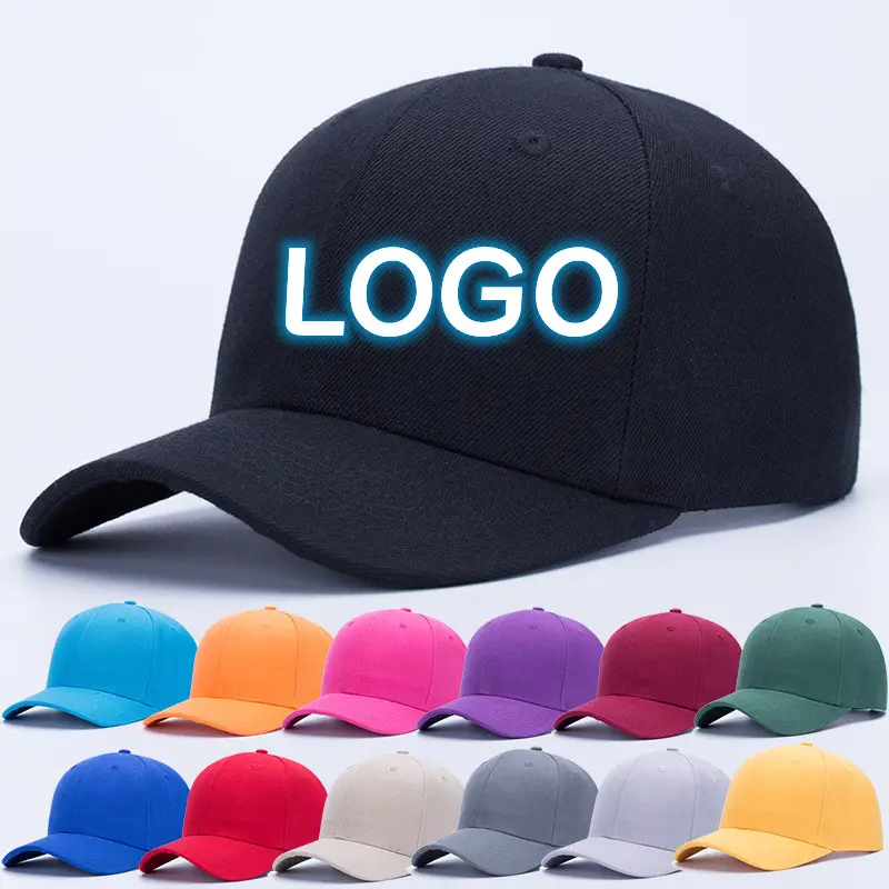 Boné de beisebol unissex, logotipo personalizado, branco liso, azul, bordado, 3d, ajustável, chapéus de poliéster, para homens, boné de beisebol