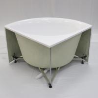 Baignoire Spa d'Angle Autoportante Moderne en Acrylique avec Massage par Air, Blanc Brillant, Écologique, pour Petits Espaces, avec Vidange Centrale