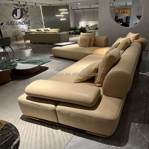Canapé d'angle en cuir moderne et très confortable pour salon, canapé en forme de L pour salon - Product Image 1