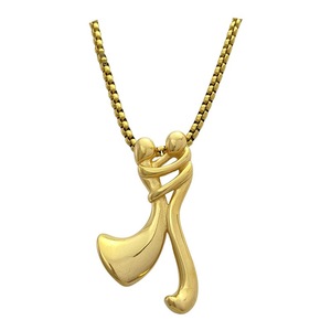 Collar con colgante de acero inoxidable con forma de amantes de Yunnique, color dorado, regalo de joyería para hombres y mujeres, diseño de moda - Product Image 1