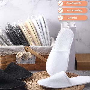 Pantuflas de Hotel, Juego de Pantuflas Desechables de Talla Universal Antideslizantes de Felpa de Coral para Baño, Pantuflas para Invitados de Fiesta - Product Image 4
