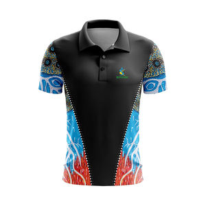 Polos aborígenes de poliéster 100% personalizados al por mayor, polos de hombre de talla grande sublimados transpirables de secado rápido - Product Image 6