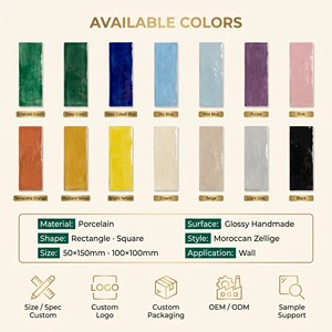 <span class=keywords><strong>Azulejo</strong></span> de Terracota Zellige 50x150mm Hecho a Mano Marroquí 2x6 Bejmat Cerámico Brillante <span class=keywords><strong>para</strong></span> <span class=keywords><strong>Baño</strong></span>, Ducha y Paredes - Product Image 5