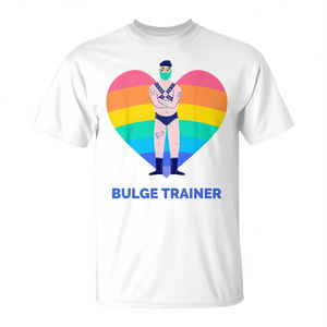 T-shirt Gay Bear Bulge Trainer Rainbow con design a cuore Pride, vestibilità unisex - Product Image 2