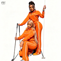 Ensembles deux pièces personnalisés pour femmes 2026 Walffe Jersey Basic Loungewear Short contrastant Détails passepoilés Veste zippée Ensemble short de survêtement