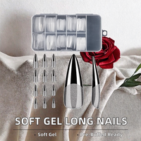 BORNBYME – Nouveaux faux ongles carrés français en gel souple, longs, forme Stiletto, 120 pièces, pré-polis, couvrance totale, semi-mat, extensions en gel
