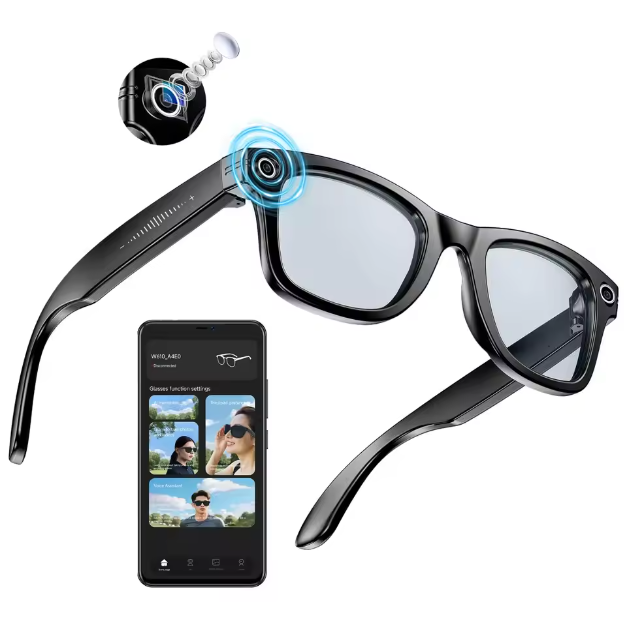 Newest Smart AI Glasses 4K HD Camera with 270mAh Blue Light Glasses Dual-mic Noise Cancellation 800W Anti-Shake Camera Glasses