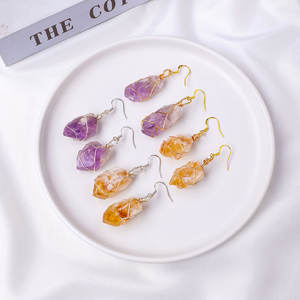 أقراط للنساء من السيترين والأزهار والأسنان والأميسثيت والكريستال الطبيعي المصنوع يدويًا من مجموعة اصنعها بنفسك مجوهرات نسائية للبيع بالجملة - Product Image 2