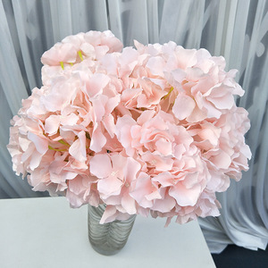 Hortensia flor artificial de seda de imitación, 5 ramas, flores artificiales, para boda - Product Image 2