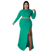 Robes de soirée longues pour femmes, manches longues, col montant, fente haute, découpes, collection automne