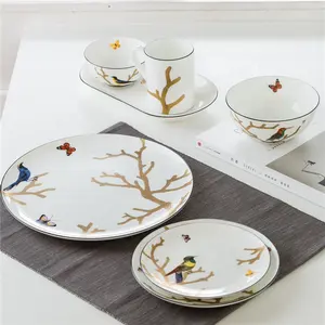 Lebende Kunst italienischen Frühlings stil feines Bone China buntes antikes Dinnerset zum Verkauf