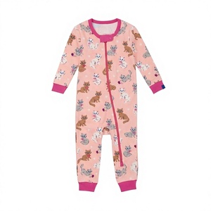 Nouvelle arrivée Combinaison bébé unisexe en coton doux écologique avec logo personnalisé, fermeture éclair YKK bidirectionnelle, imprimé dessin animé pour l'hiver - Product Image 1