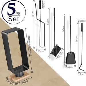 Hiện Đại Màu Đen gang lò sưởi công cụ Set & log chủ trong nhà/Phụ kiện ngoài trời cho nhà lò sưởi - Product Image 2