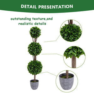 Gran oferta de árbol de ciprés artificial con hojas realistas verdes de imitación, con maceta de plástico para decoración de interiores y exteriores, gran oferta del 2017 - Product Image 3