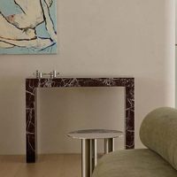 Table console rectangulaire en marbre naturel minimaliste italien Rosso Lavanto, mobilier de salon moderne de luxe léger, Geju Ct32536