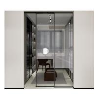 Three Four Five Linkage Extremely Narrow Aluminum Telescopic Sliding Glass Door Interior Glass Partition Wall Room Divider