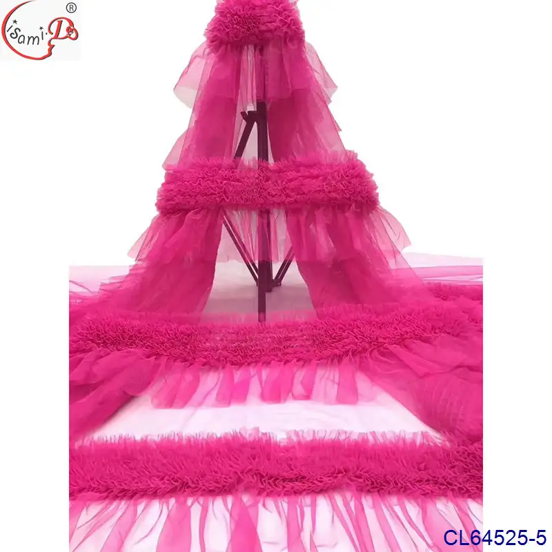 Осеннее популярное Плиссированное Тюлевое платье chowleedee с оборками, модный дизайн, ткань для платья принцессы, оптовая продажа для изготовления платья