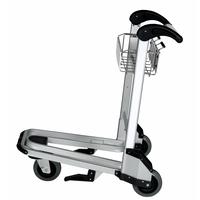 Carrito de equipaje de acero inoxidable para aeropuerto con asiento y 4 ruedas para uso pesado