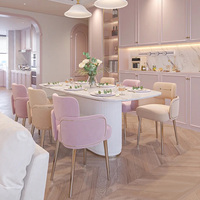 Chaise de salle à manger française, style luxe léger, crème, dossier moderne, tabouret de maquillage, chaise de salle à manger populaire sur internet