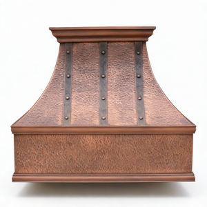 Handgesmeed 16 gauge koperen belvormige architectonische kap, op maat gemaakt voor wandmontage, voor luxe villakeukens - Product Image 2