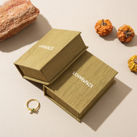 Boîte à bijoux magnétique personnalisée Lionwrapack, papier grain de bois, pour bagues, boucles d'oreilles, colliers, emballage cadeau, feuille d'argent