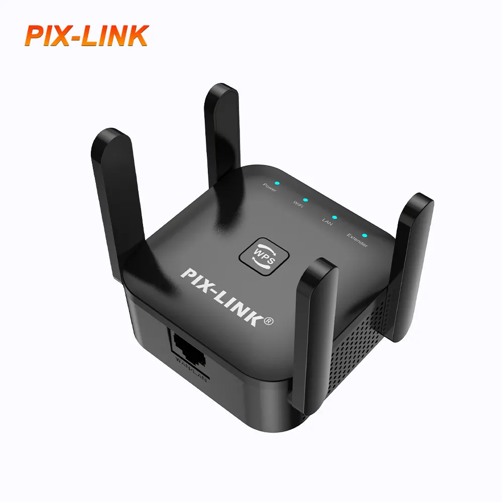 Pix-link produk baru pabrik WR54Q 300Mbps Wifi Booster jaringan 300M nirkabel N300 Extender Repeater dengan 4 antena