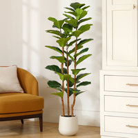 Arbre artificiel Ficus lyrata de 60 pouces avec des feuilles réalistes, un tronc naturel, style tropical, plantes artificielles, verdure, décoration intérieure