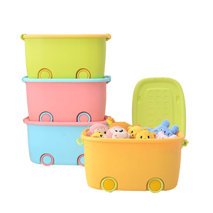 Colorful Kids Toy Storage Box, Storage Plastic Box With Wheels