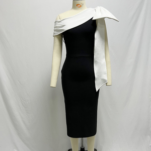 Abiti estivi donna SB2232 Sexy abiti eleganti abito <span class=keywords><strong>da</strong></span> <span class=keywords><strong>sera</strong></span> <span class=keywords><strong>con</strong></span> <span class=keywords><strong>spacco</strong></span> per donna spalla inclinata 1 pezzo abito <span class=keywords><strong>da</strong></span> festa tessuto - Product Image 5