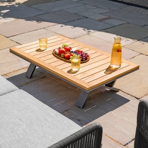 Juego de Sofás de Exterior en Forma de L, Moderno y de Lujo, con Cojines de Olefina de 13 cm de Grosor, <span class=keywords><strong>Muebles</strong></span> de Esquina con Cuerda de Aluminio Tejida, Mesa de Madera Plástica - Product Image 5