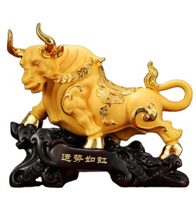 Zodíaco chino Feng Shui Decoración de mesa negro blanco resina Toro vaca estatua Animal escultura - Product Image 1