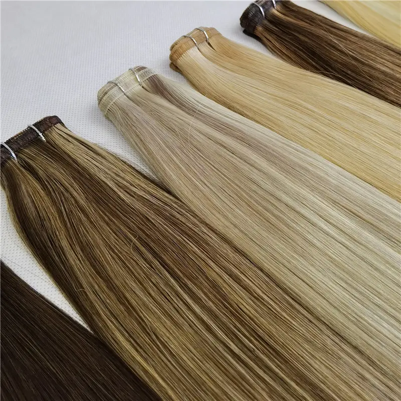 New arrival top quality the hair from one donor flat weft hair flat weft remy hair extension For First Class Salons